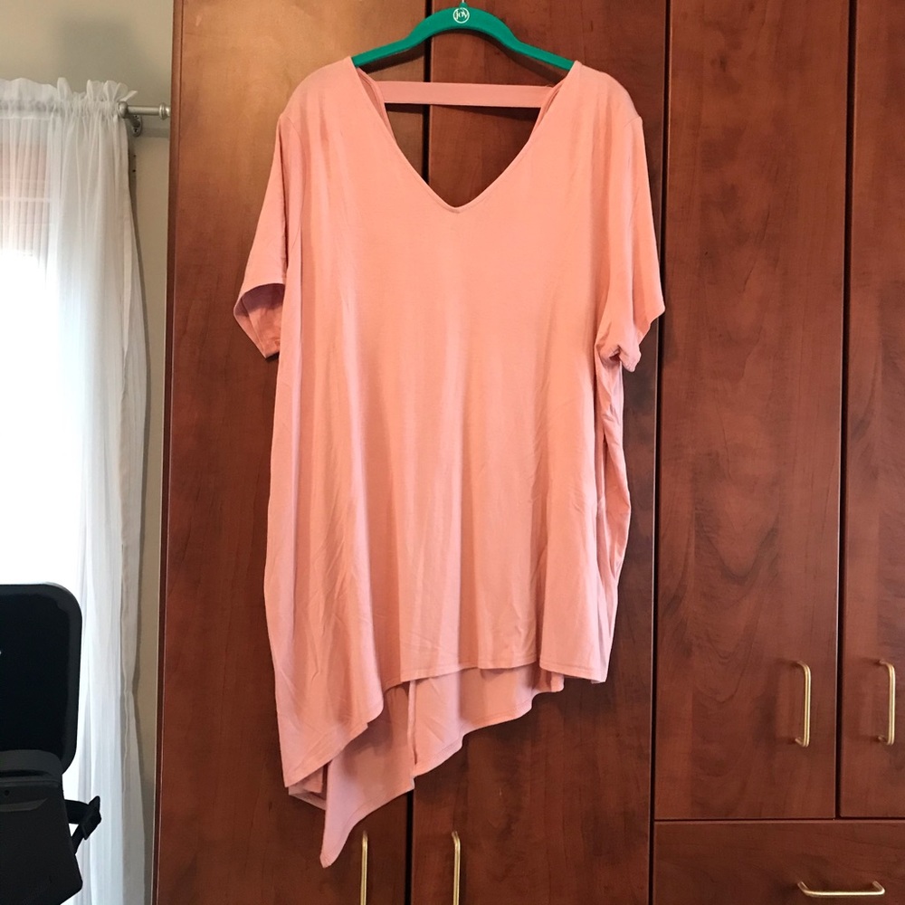 Lisa Rina Collection Asymmetrical Pink Tunic Sz XL
